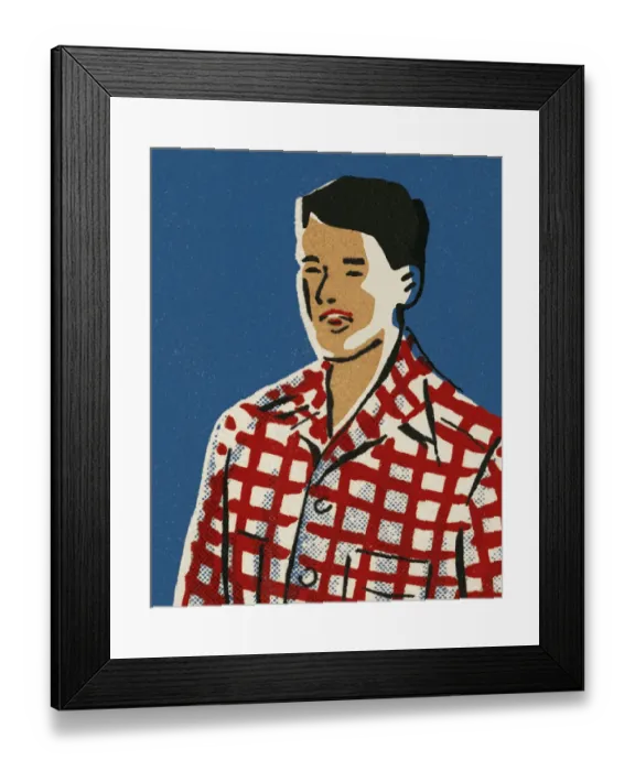 Framed Print : Man Wearing a Plaid Shirt Framed Print : Man Wearing a Plaid Shirt