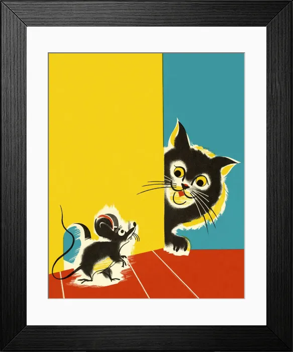 Framed Print : Cat Watching a Mouse Framed Print : Cat Watching a Mouse