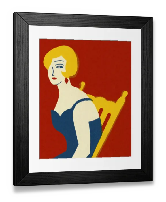 Framed Print : Woman Sitting in a Chair Framed Print : Woman Sitting in a Chair