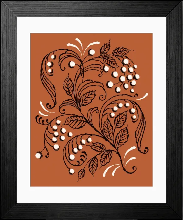Framed Print : Orange Leaf and Berry Pattern Framed Print : Orange Leaf and Berry Pattern