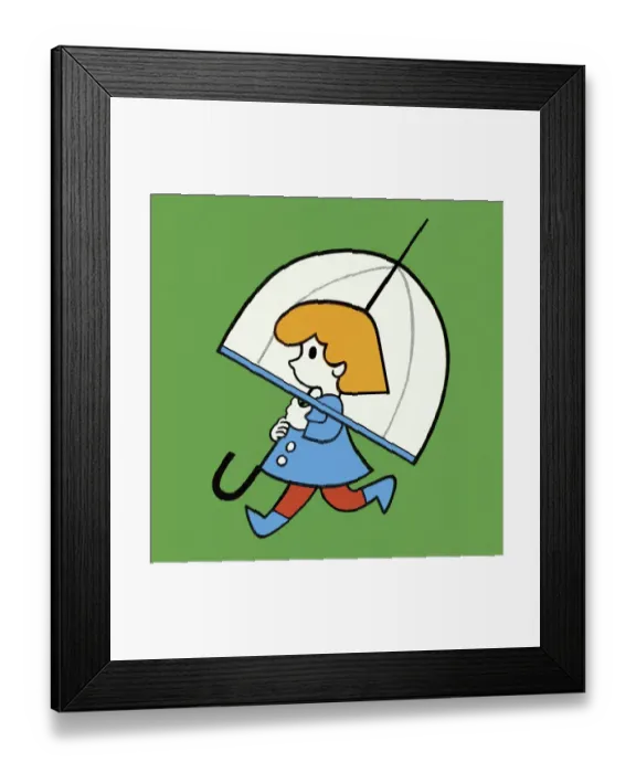 Framed Print : Child Walking With an Umbrella Framed Print : Child Walking With an Umbrella