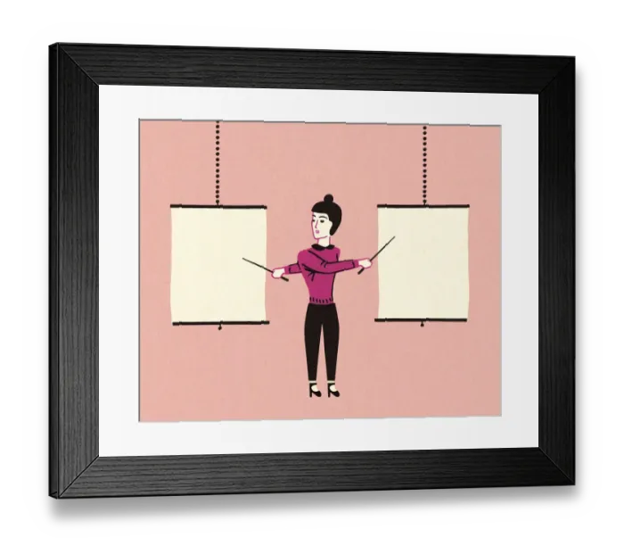 Framed Print : Person Pointing to Two Screens Framed Print : Person Pointing to Two Screens