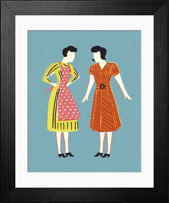 Framed Print : Two Women Wearing Dresses Framed Print : Two Women Wearing Dresses