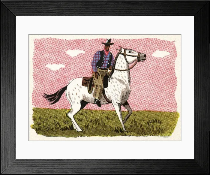 Framed Print : Cowboy Riding a Horse Framed Print : Cowboy Riding a Horse