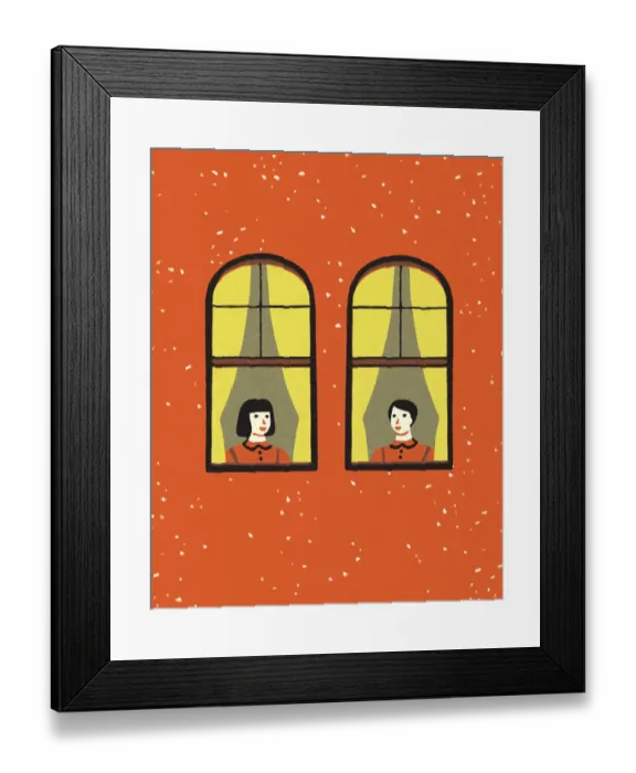 Framed Print : Two People Looking Out a Window Framed Print : Two People Looking Out a Window