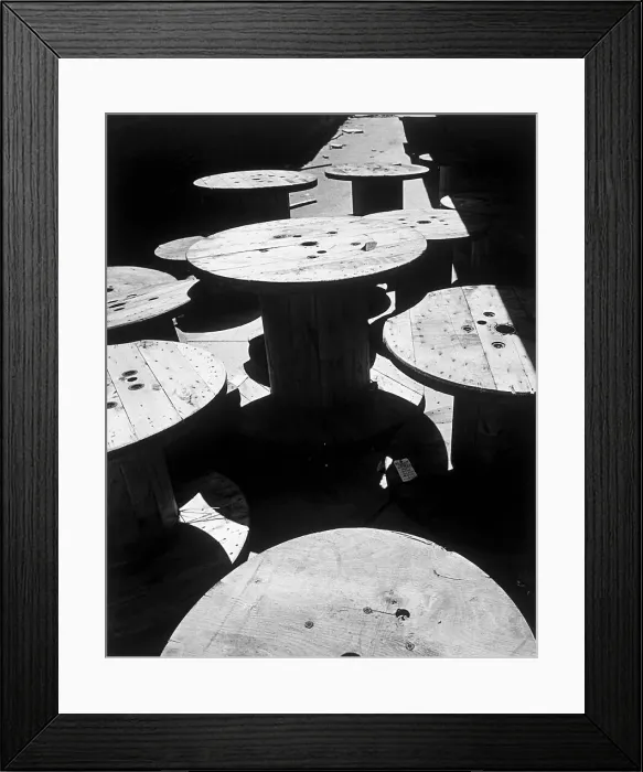 Framed Print : Group of large empty wooden spools Framed Print : Group of large empty wooden spools