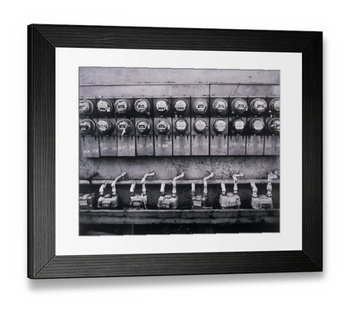 Framed Print : Row of gas meters Framed Print : Row of gas meters