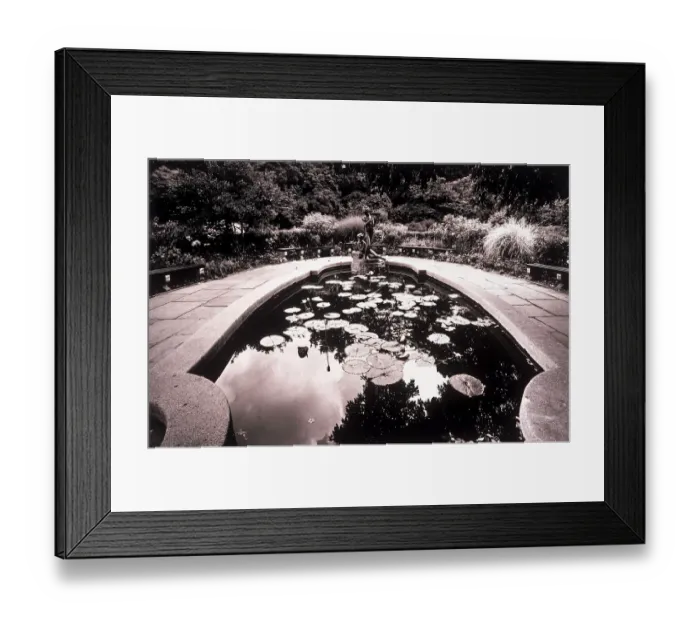 Framed Print : Fountain with statue and lily pads Framed Print : Fountain with statue and lily pads