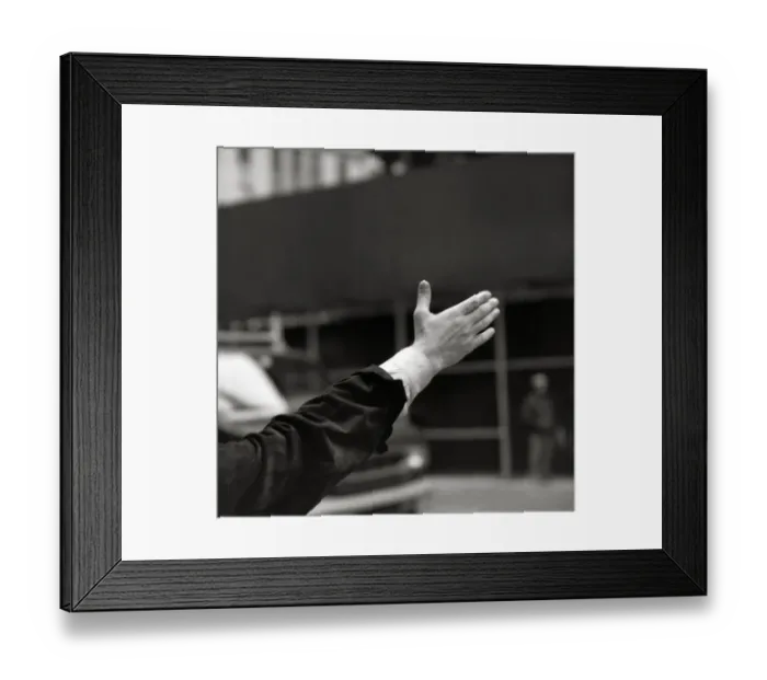 Framed Print : A man hailing a taxi Framed Print : A man hailing a taxi