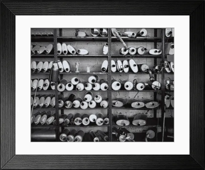 Framed Print : Mufflers on shelves Framed Print : Mufflers on shelves