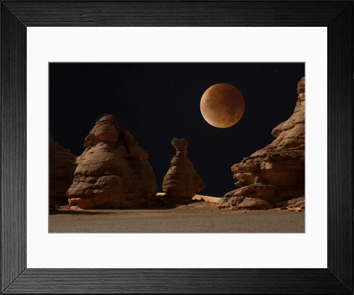 Framed Print : Blood moon over Libyan desert