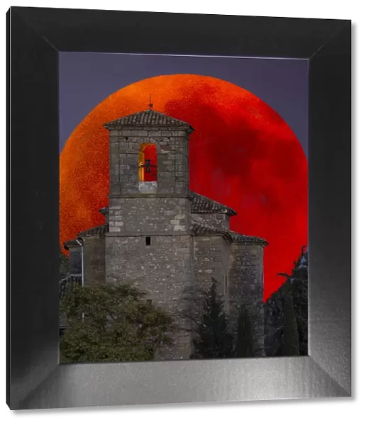 The church and the blood moon