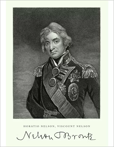 Vintage, Horatio Nelson, Viscount Nelson, English Victorian Engraving, 1840
