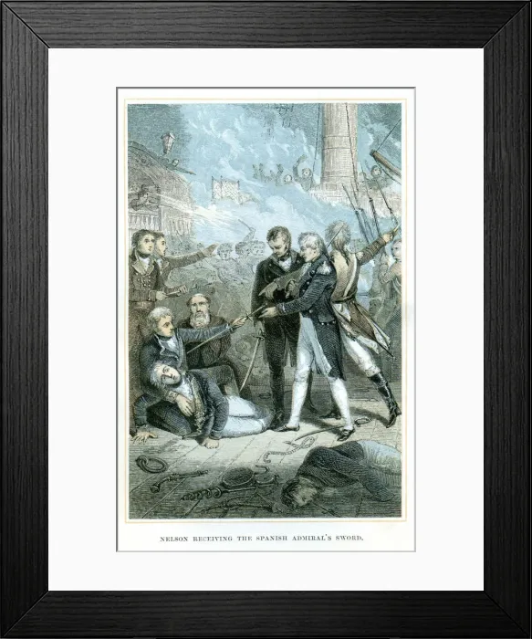 Framed Print : Nelson receiving the spanish admirals sword Framed Print : Nelson receiving the spanish admirals sword