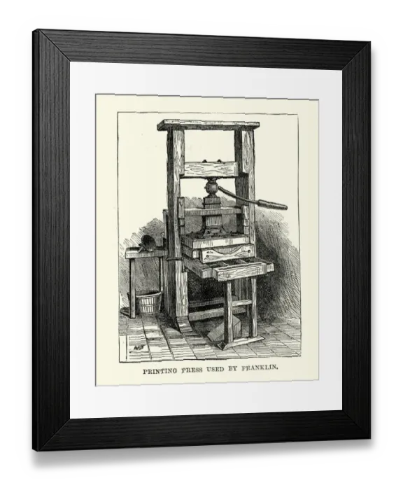 Framed Print : Printing Press used by Benjamin Franklin