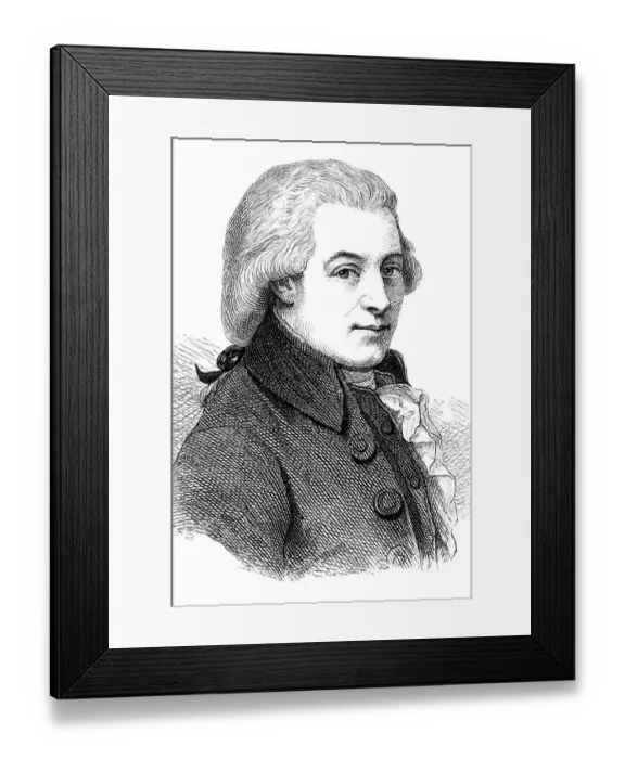 Framed Print : Engraving of composer Wolfgang Amadeus Mozart 1870