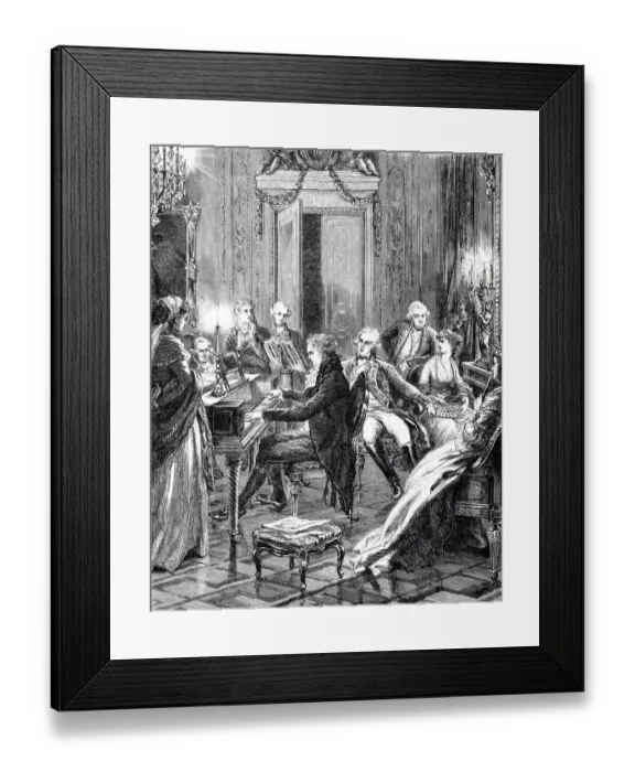 Framed Print : Mozart plays piano for Prince Ferdinand and friends Framed Print : Mozart plays piano for Prince Ferdinand and friends