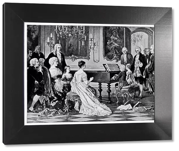 Mozart and His Sister Perform for Empress Maria Theresa by August Borckmann - 19th