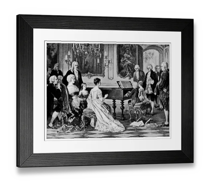 Framed Print : Mozart and His Sister Perform for Empress Maria Theresa by August Borckmann - 19th Framed Print : Mozart and His Sister Perform for Empress Maria Theresa by August Borckmann - 19th