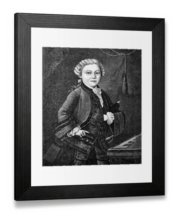 Framed Print : Wolfang Amadeus Mozart, 6 years old in a gala dress Framed Print : Wolfang Amadeus Mozart, 6 years old in a gala dress