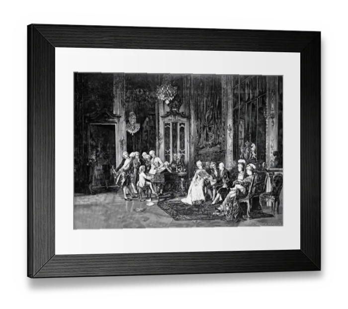 Framed Print : Mozart at the court of George III of England, playing piano Framed Print : Mozart at the court of George III of England, playing piano