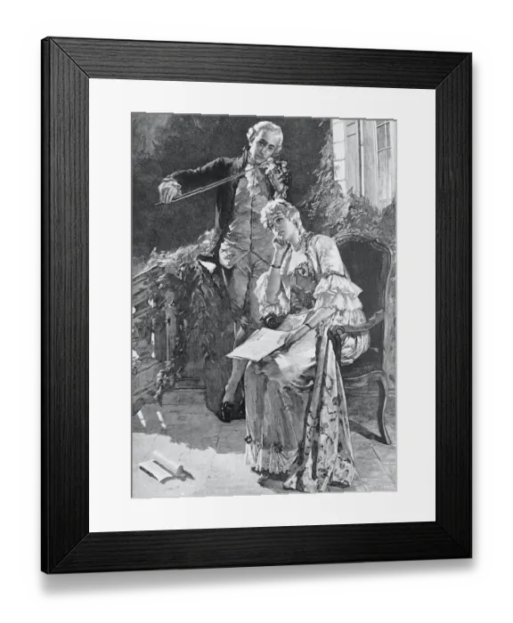 Framed Print : The young Mozart plays violin for his first love Framed Print : The young Mozart plays violin for his first love