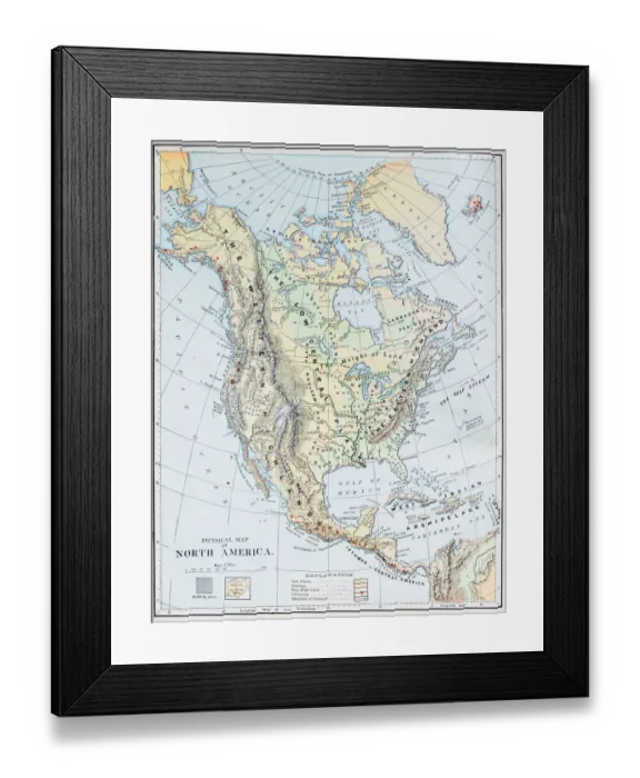 Framed Print : Antique map: North America