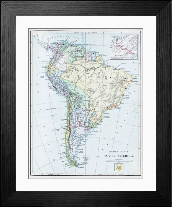 Framed Print : Antique map: South America Framed Print : Antique map: South America