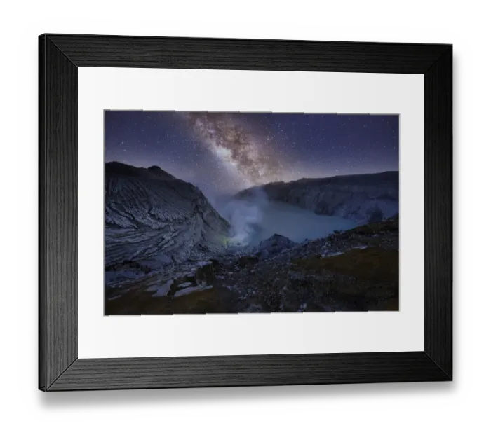 Framed Print : Landscape of Milky Way over Kawah Ijen volcano mountain, Indonesia Framed Print : Landscape of Milky Way over Kawah Ijen volcano mountain, Indonesia