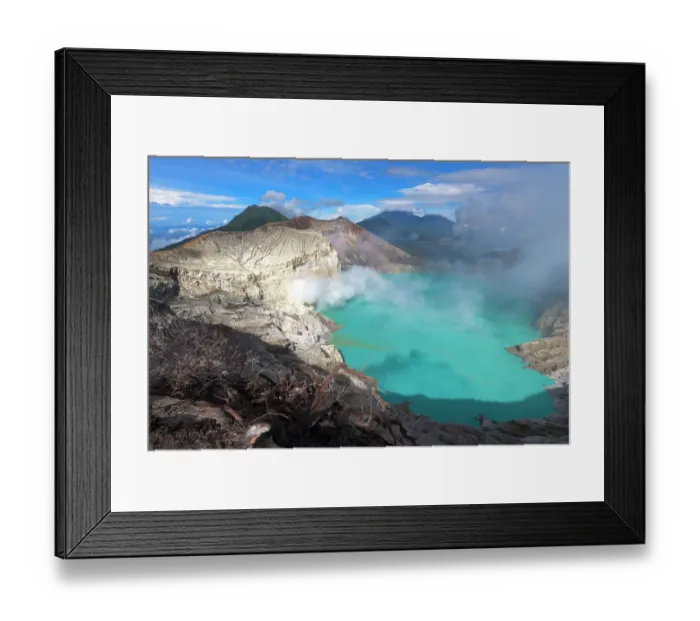 Framed Print : Top view of Kawah Ijen crater lake with dead tree as foreground, Java, Indonesia Framed Print : Top view of Kawah Ijen crater lake with dead tree as foreground, Java, Indonesia
