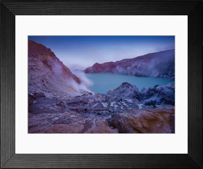 Framed Print : Kawah Ijen Volcano blue fire, Indonesia