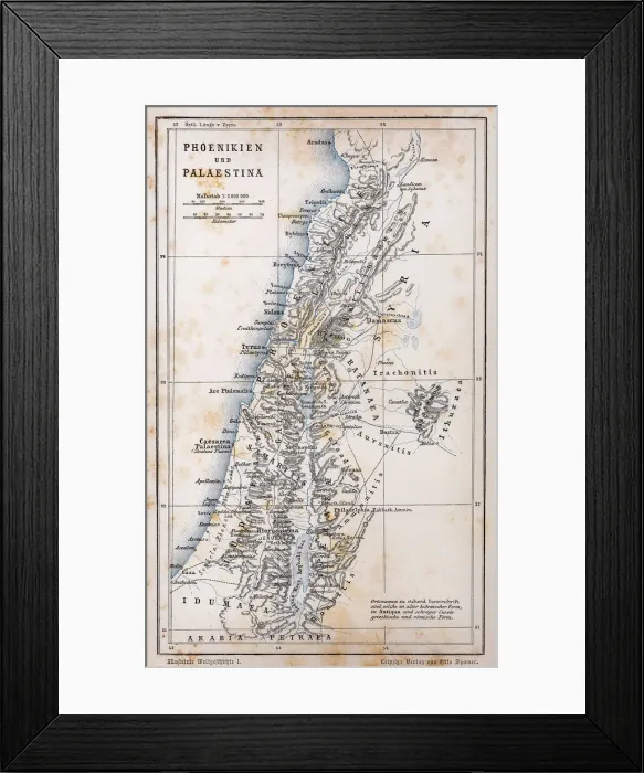Framed Print : Antique map of Palestine and Phoenicia