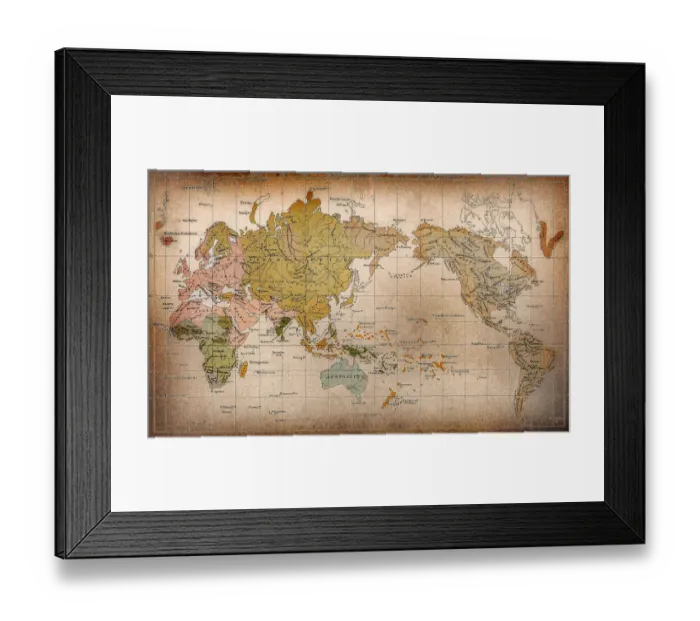 Framed Print : World map. the dissemination of human races by Muller and Peschel Framed Print : World map. the dissemination of human races by Muller and Peschel