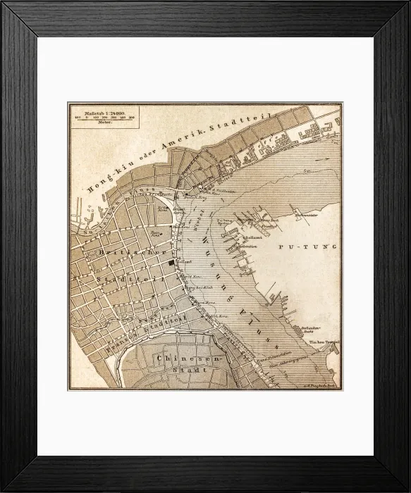 Framed Print : Vintage map of Shanghai Framed Print : Vintage map of Shanghai