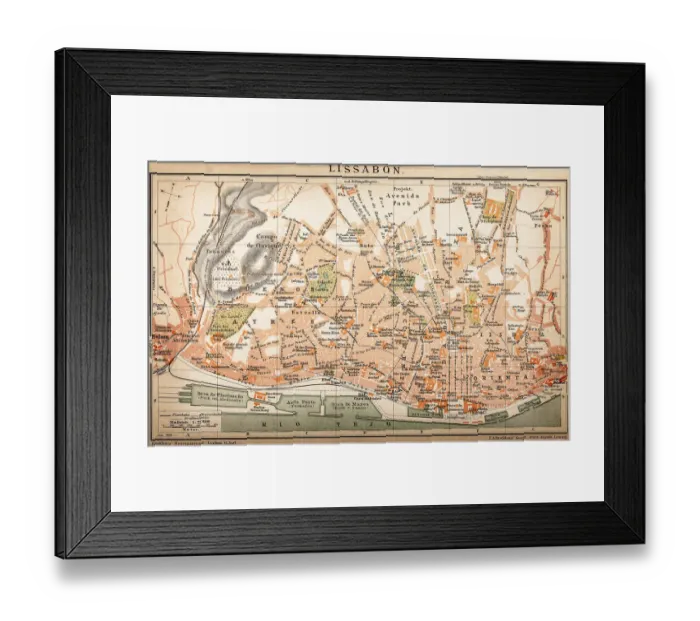 Framed Print : Map of Lisbon 1899 Framed Print : Map of Lisbon 1899