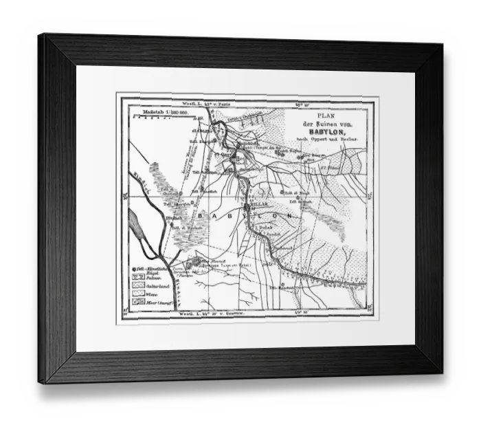 Framed Print : Plan of the ruins of Babylon according to Oppert and Reclus Framed Print : Plan of the ruins of Babylon according to Oppert and Reclus