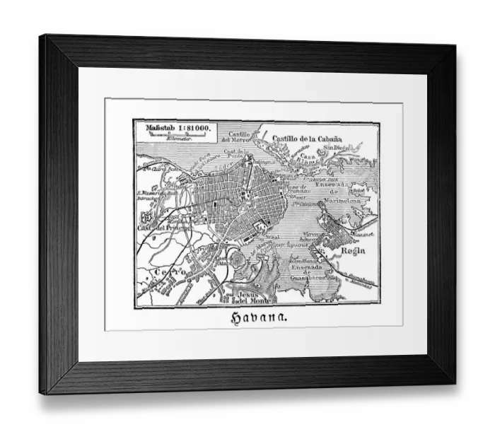 Framed Print : Havana map from 1888 Framed Print : Havana map from 1888