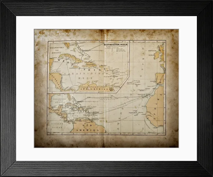 Framed Print : Survey of the journeys of Columbus Framed Print : Survey of the journeys of Columbus