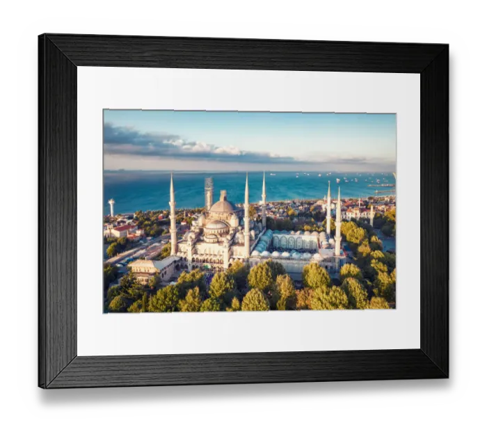 Framed Print : Sunrise drone Photo of Blue Mosque Framed Print : Sunrise drone Photo of Blue Mosque