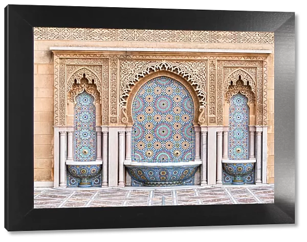 Tiled fountain on Mosque Hassan in Rabat, Morocco