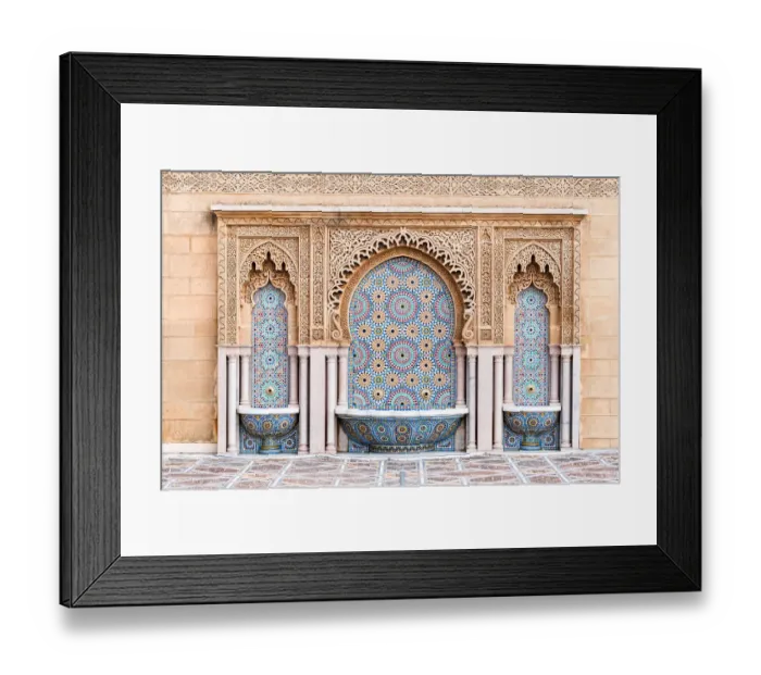 Framed Print : Tiled fountain on Mosque Hassan in Rabat, Morocco Framed Print : Tiled fountain on Mosque Hassan in Rabat, Morocco