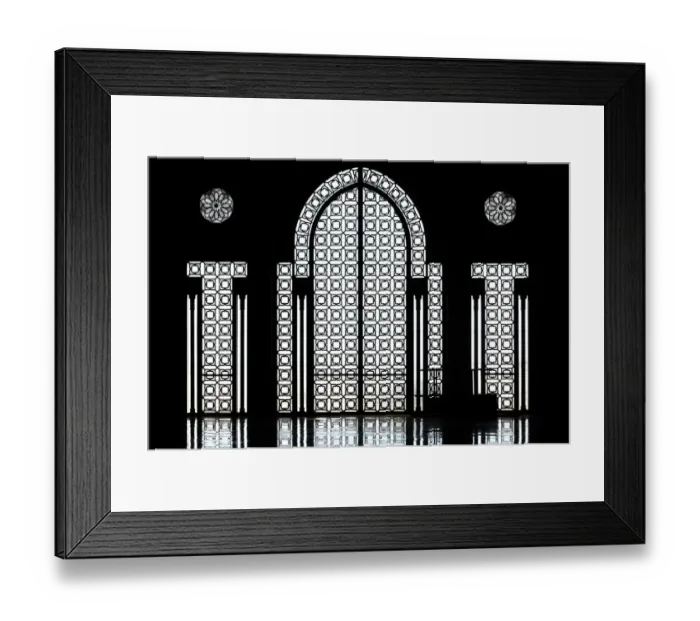 Framed Print : Gate silhouettes at Hassan II Mosque in Casablanca