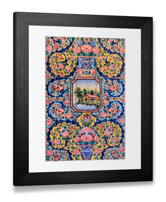 Framed Print : Floral decoration, painted tiles, Nasir al-Mulk Mosque, Shiraz, Fars Province, Iran Framed Print : Floral decoration, painted tiles, Nasir al-Mulk Mosque, Shiraz, Fars Province, Iran