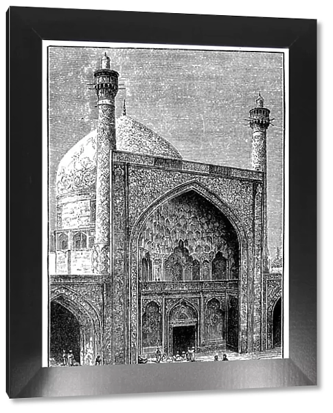 Antique illustration of Shah Mosque known as Imam mosque, Isfahan