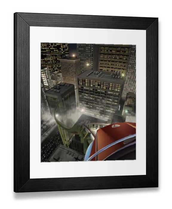 Framed Print : Roller coaster in a city by night Framed Print : Roller coaster in a city by night