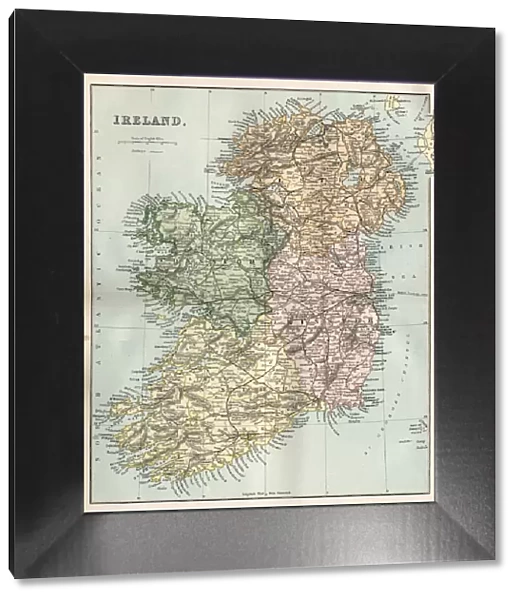 Antique map of Ireland in the 19th Century