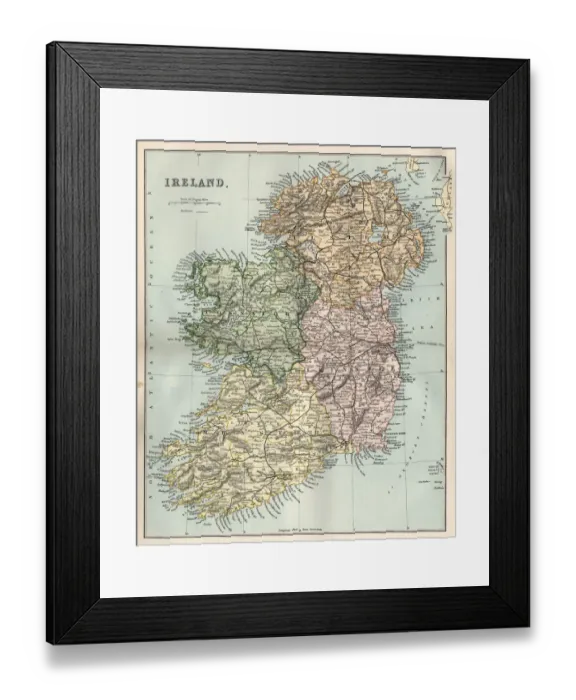 Framed Print : Antique map of Ireland in the 19th Century Framed Print : Antique map of Ireland in the 19th Century