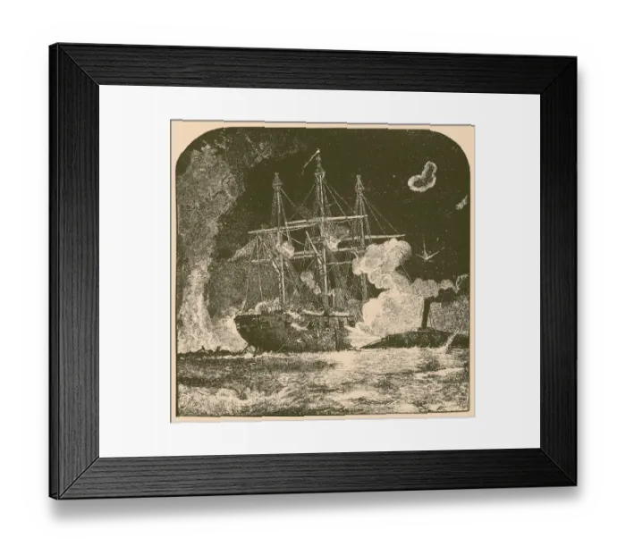 Framed Print : American Civil War, Naval Battle USS Brooklyn Vs CSS Manassas