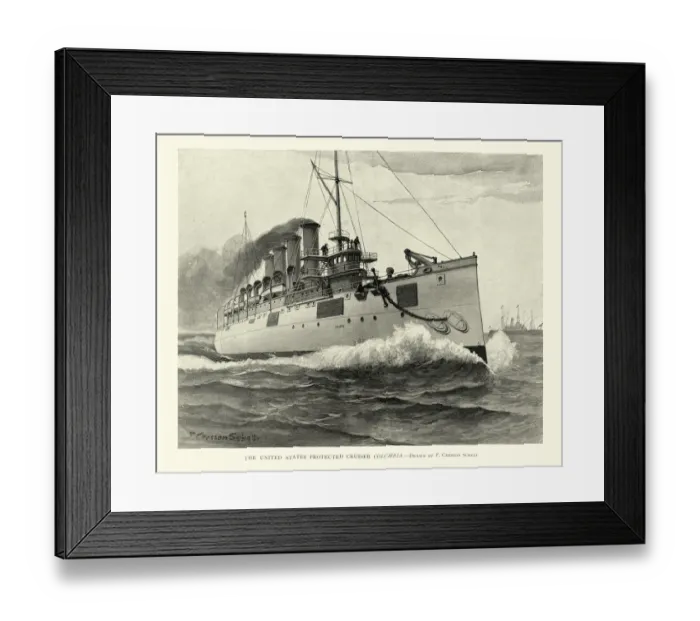 Framed Print : USS Columbia (C-12), United States Navy Warship, protected cruiser, 1890s Framed Print : USS Columbia (C-12), United States Navy Warship, protected cruiser, 1890s