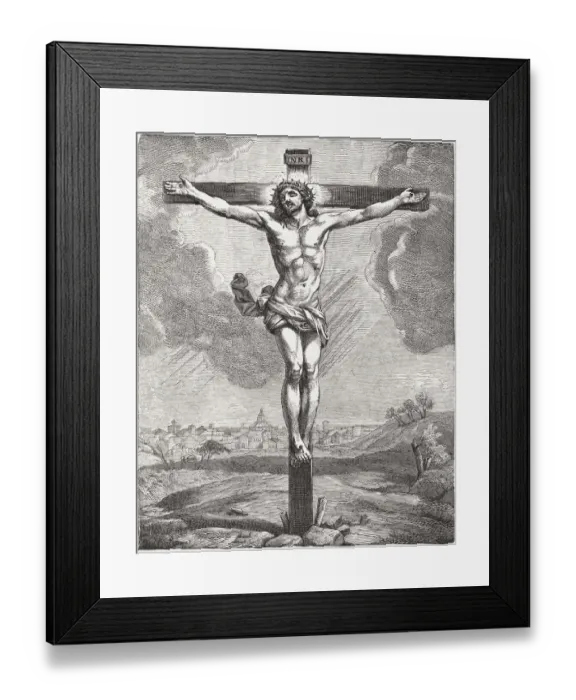 Framed Print : The crucified Jesus, wood engraving, published c. 1880 Framed Print : The crucified Jesus, wood engraving, published c. 1880